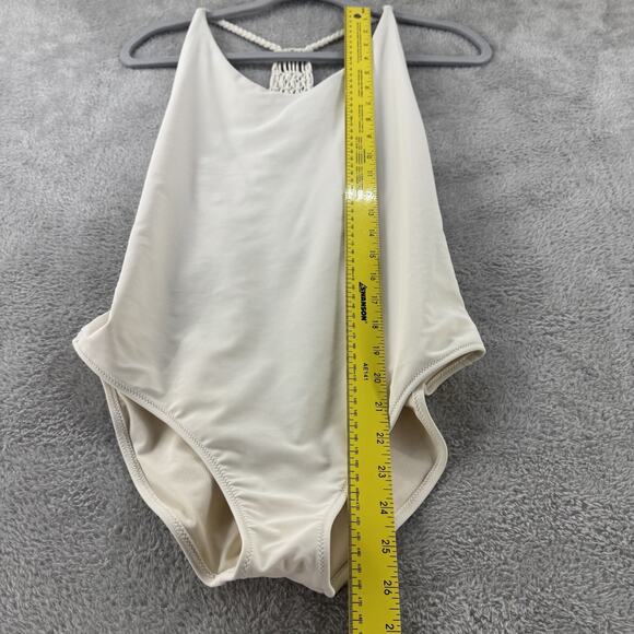 aerie Swimsuit Women M Cream One Piece Racerback Crochet Vanilla Girl Beach - Picture 8 of 11